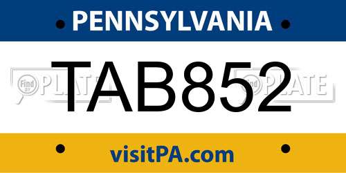 TAB852 Pennsylvania License Plate