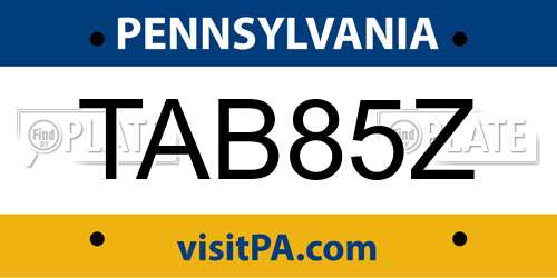 TAB85Z Pennsylvania License Plate