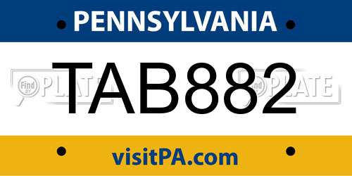 TAB882 Pennsylvania License Plate