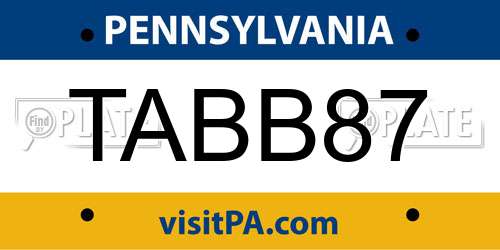 TABB87 Pennsylvania License Plate