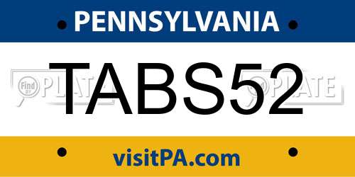 TABS52 Pennsylvania License Plate