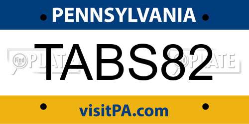 TABS82 Pennsylvania License Plate
