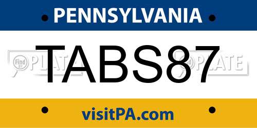 TABS87 Pennsylvania License Plate