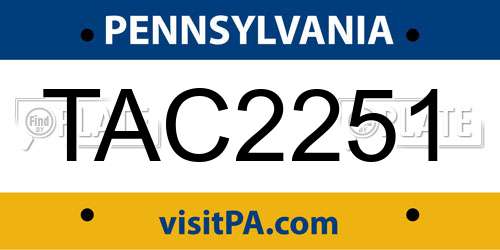 TAC2251 Pennsylvania License Plate