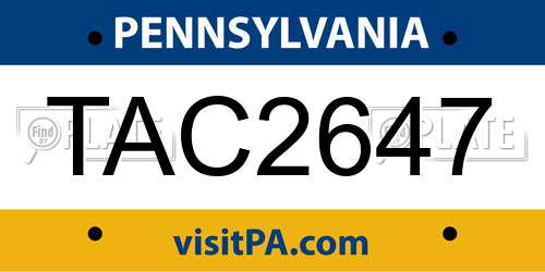 TAC2647 Pennsylvania License Plate