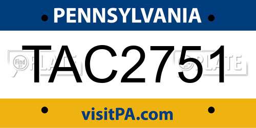 TAC2751 Pennsylvania License Plate