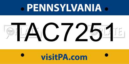 TAC7251 Pennsylvania License Plate
