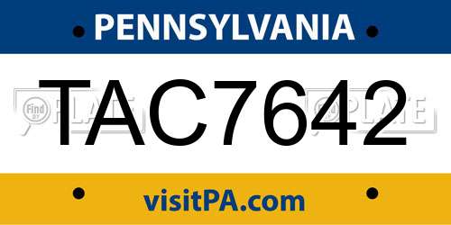 TAC7642 Pennsylvania License Plate