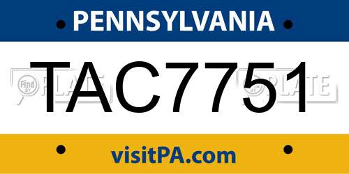 TAC7751 Pennsylvania License Plate