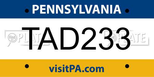 TAD233 Pennsylvania License Plate