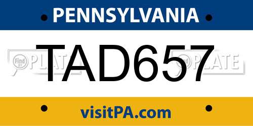 TAD657 Pennsylvania License Plate
