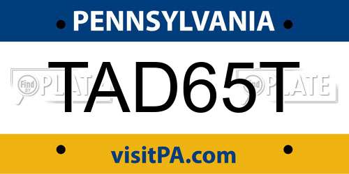 TAD65T Pennsylvania License Plate