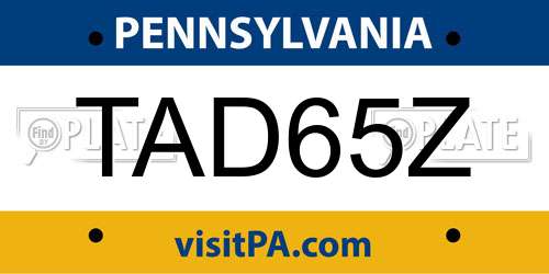 TAD65Z Pennsylvania License Plate