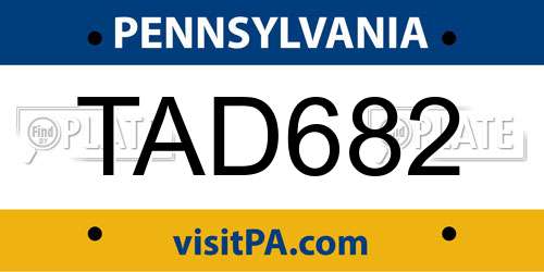 TAD682 Pennsylvania License Plate
