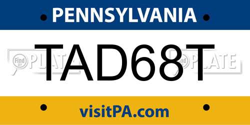 TAD68T Pennsylvania License Plate
