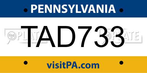 TAD733 Pennsylvania License Plate