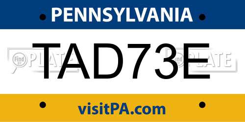TAD73E Pennsylvania License Plate