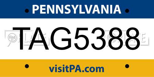 TAG5388 Pennsylvania License Plate
