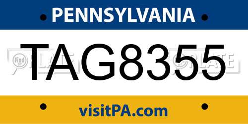 TAG8355 Pennsylvania License Plate