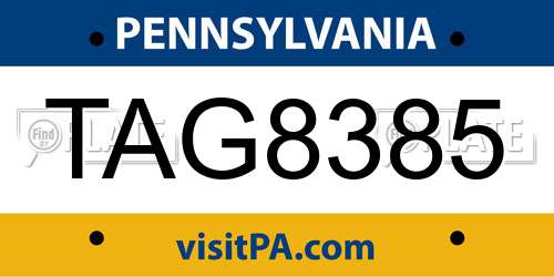 TAG8385 Pennsylvania License Plate