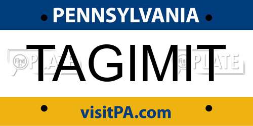 TAGIMIT Pennsylvania License Plate