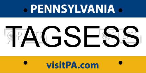 TAGSESS Pennsylvania License Plate