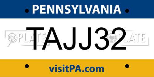 TAJJ32 Pennsylvania License Plate