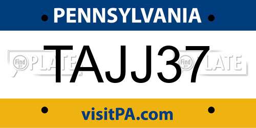 TAJJ37 Pennsylvania License Plate