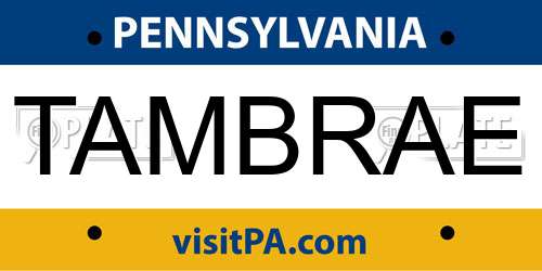 TAMBRAE Pennsylvania License Plate