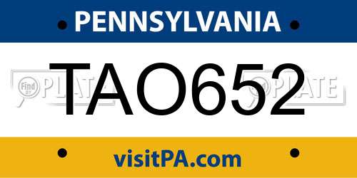 TAO652 Pennsylvania License Plate