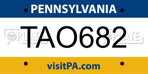 TAO682 Pennsylvania License Plate