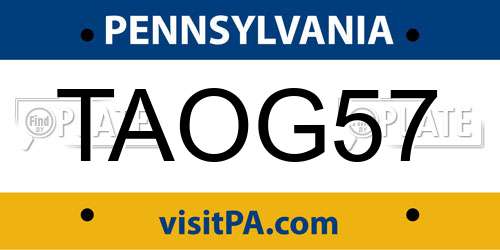 TAOG57 Pennsylvania License Plate