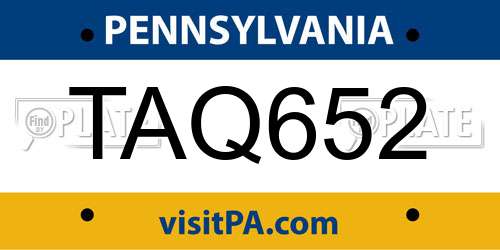 TAQ652 Pennsylvania License Plate