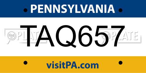 TAQ657 Pennsylvania License Plate