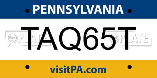TAQ65T Pennsylvania License Plate