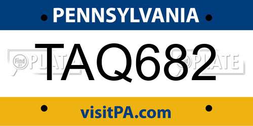 TAQ682 Pennsylvania License Plate