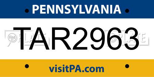 TAR2963 Pennsylvania License Plate