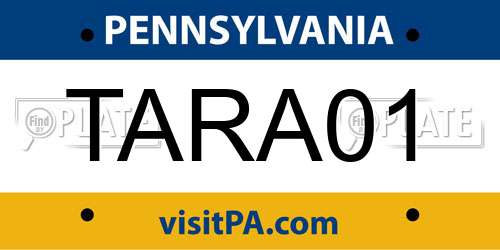 TARA01 Pennsylvania License Plate