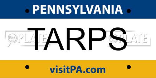 TARPS Pennsylvania License Plate