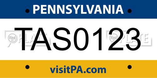 TAS0123 Pennsylvania License Plate