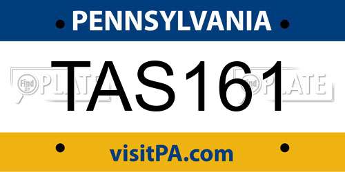 TAS161 Pennsylvania License Plate