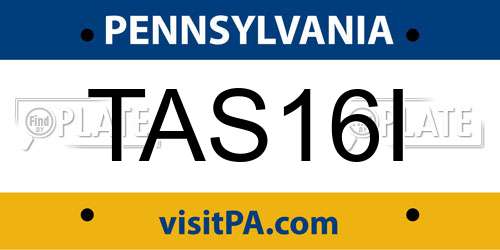 TAS16I Pennsylvania License Plate