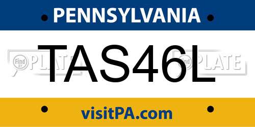 TAS46L Pennsylvania License Plate