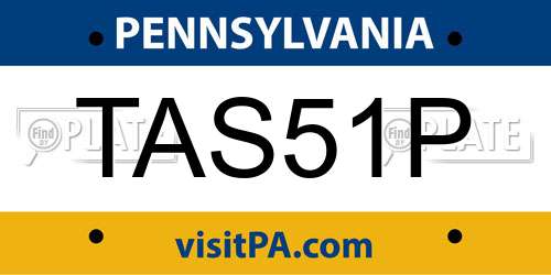 TAS51P Pennsylvania License Plate