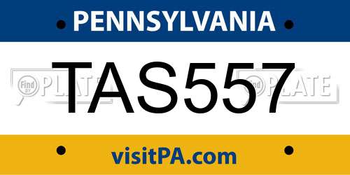 TAS557 Pennsylvania License Plate