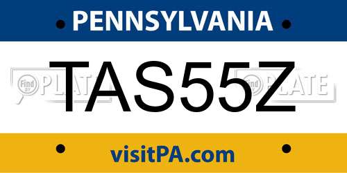 TAS55Z Pennsylvania License Plate