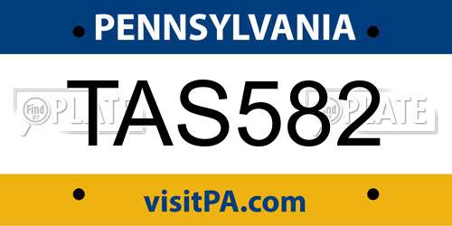 TAS582 Pennsylvania License Plate