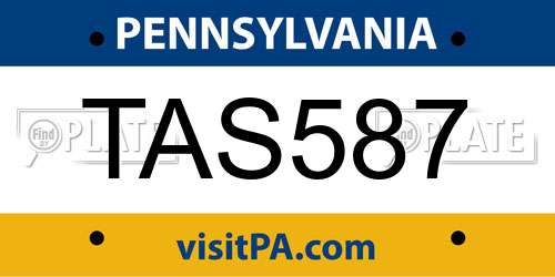 TAS587 Pennsylvania License Plate