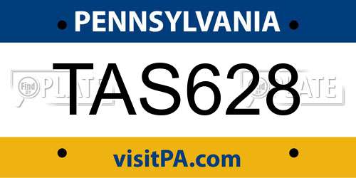TAS628 Pennsylvania License Plate