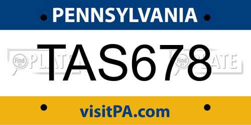 TAS678 Pennsylvania License Plate